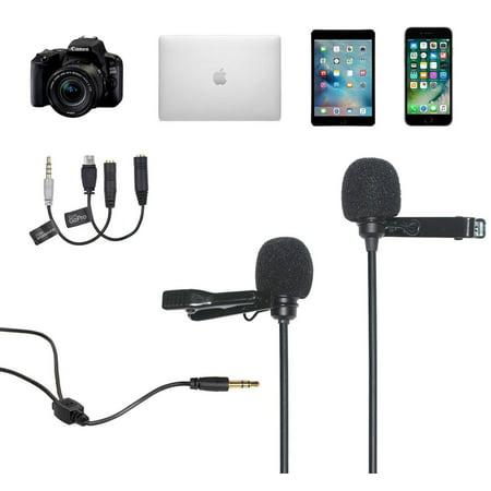 Comica CVM-D02 Dual-head Lavalier Microphone Clip-on mini Omnidirectional Condenser lapel clip on mic interview for Apple Iphone,Ipad,Ipod,Android,DSLR,Sony Canon camera,GoPro