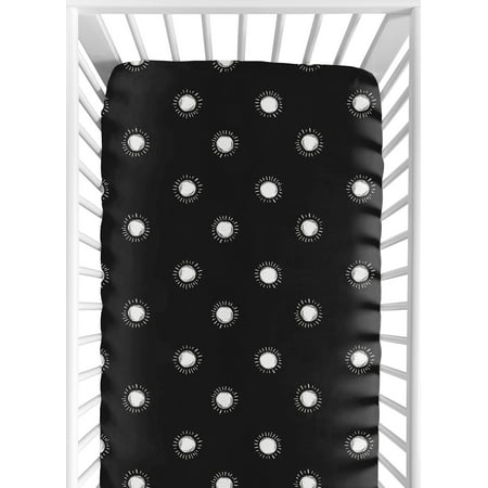 UPC: 0846480089926 | Boho Sun Black and White Fitted Crib Sheet by Sweet Jojo Designs