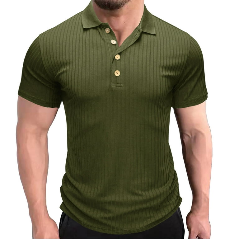 LEEy-World Men T Shirts Shirts for Men-Dry Fit Short Sleeve Collared Golf T- Shirts Business Casual Work Polos, Moisture Wicking Army Green,XL 
