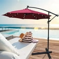 thumbnail image 4 of ENYOPRO Patio Offset Umbrella, Cantilever Umbrella w/ Solar Lights, Large Hanging Market Umbrella w/ Crank & Cross Base, Waterproof UV Protection Outdoor Umbrella w/ Vent Top for Yard Garden. T1679, 4 of 7
