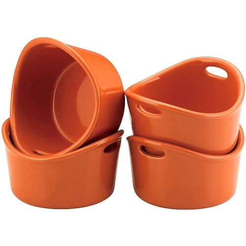 Rachael Ray 10 Ounce Bubble & Brown Stoneware Ramekins Set, 4 Piece