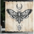 thumbnail image 4 of Ambesonne Fantasy Shower Curtain, Hawk Moth Skull Magic, 69"Wx75"L, White Black and Cream, 4 of 5