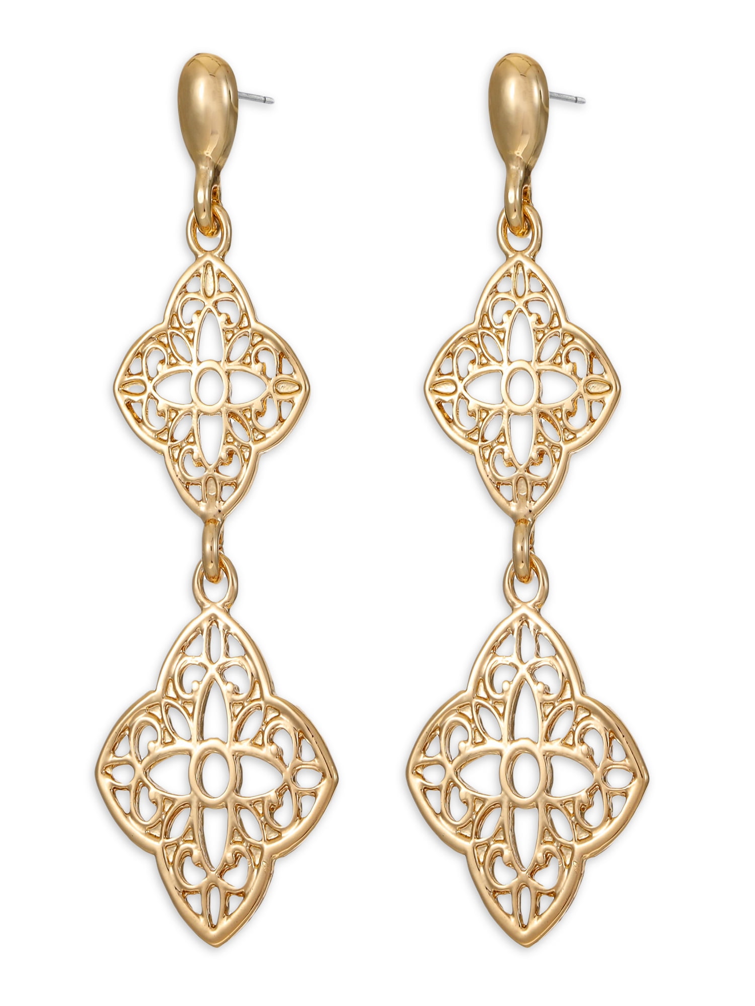 Women's Filigree Dangle Earring, Gold-tone