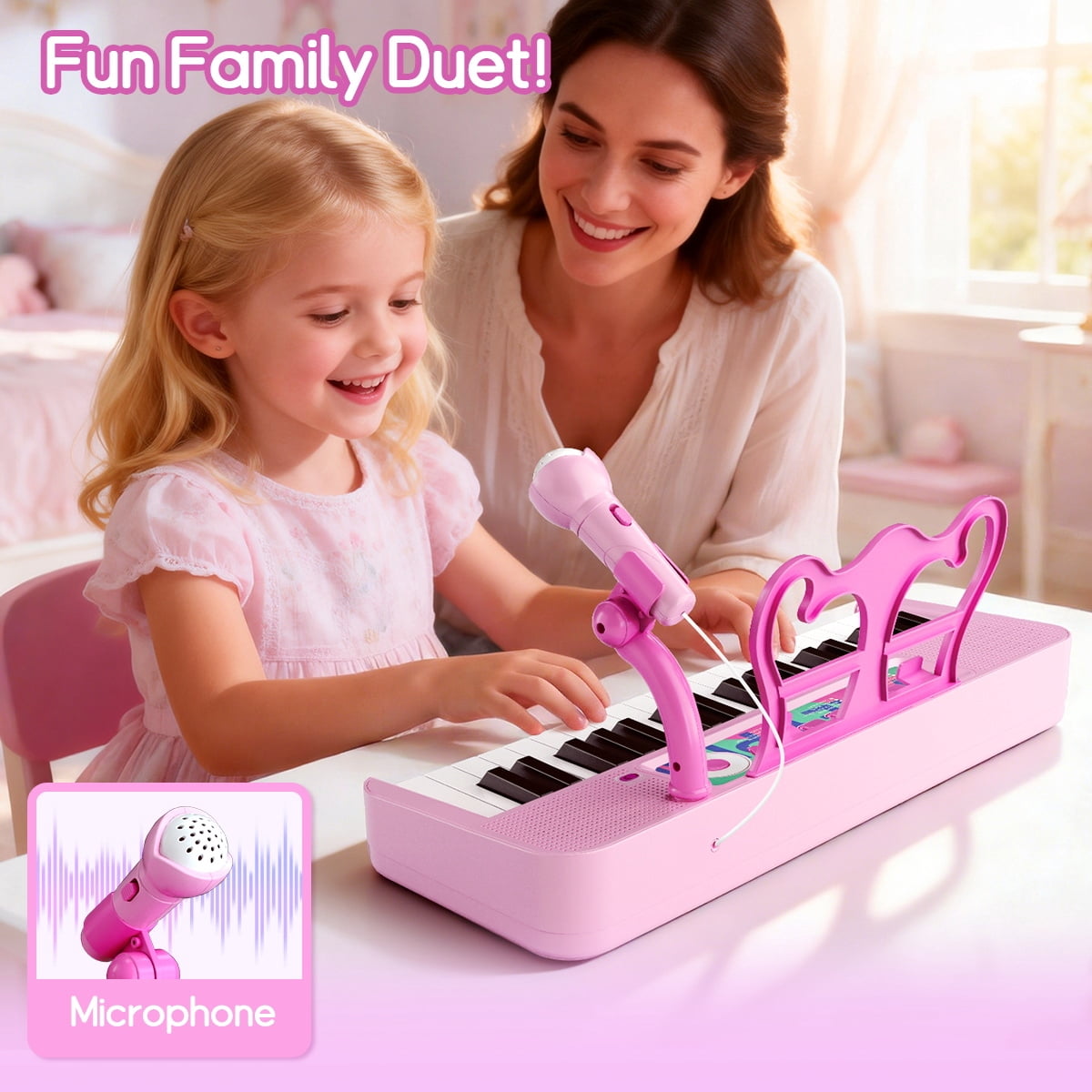WLBES Piano Toy, Toddler Keyboard, 37 Keys Toddler Keyboard Piano with Stand, Stool & Music Sheet, Ideal Birthday Gift for 3-9 Year Old Kids Musical Instrument Toy, Party Performance Prop