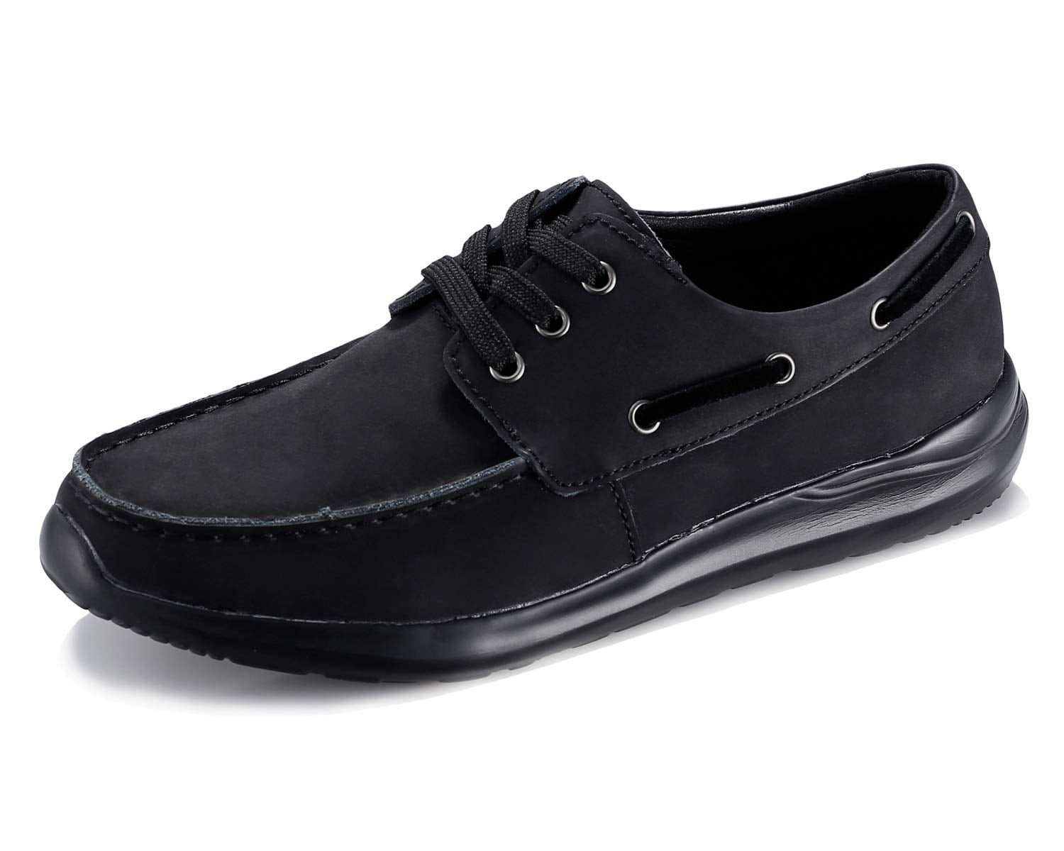 OUTDOOWALS Mens Boat Shoes Lightweight Leather Deck Shoe