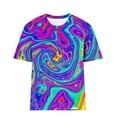 thumbnail image 6 of Feancey Mardi Gras Short Sleeve Tops for Women Trendy Tie Dye Print Tshirts Holiday Casual Round Neck Blouse New Orleans Carnival Party T-Shirt Purple L, 6 of 6