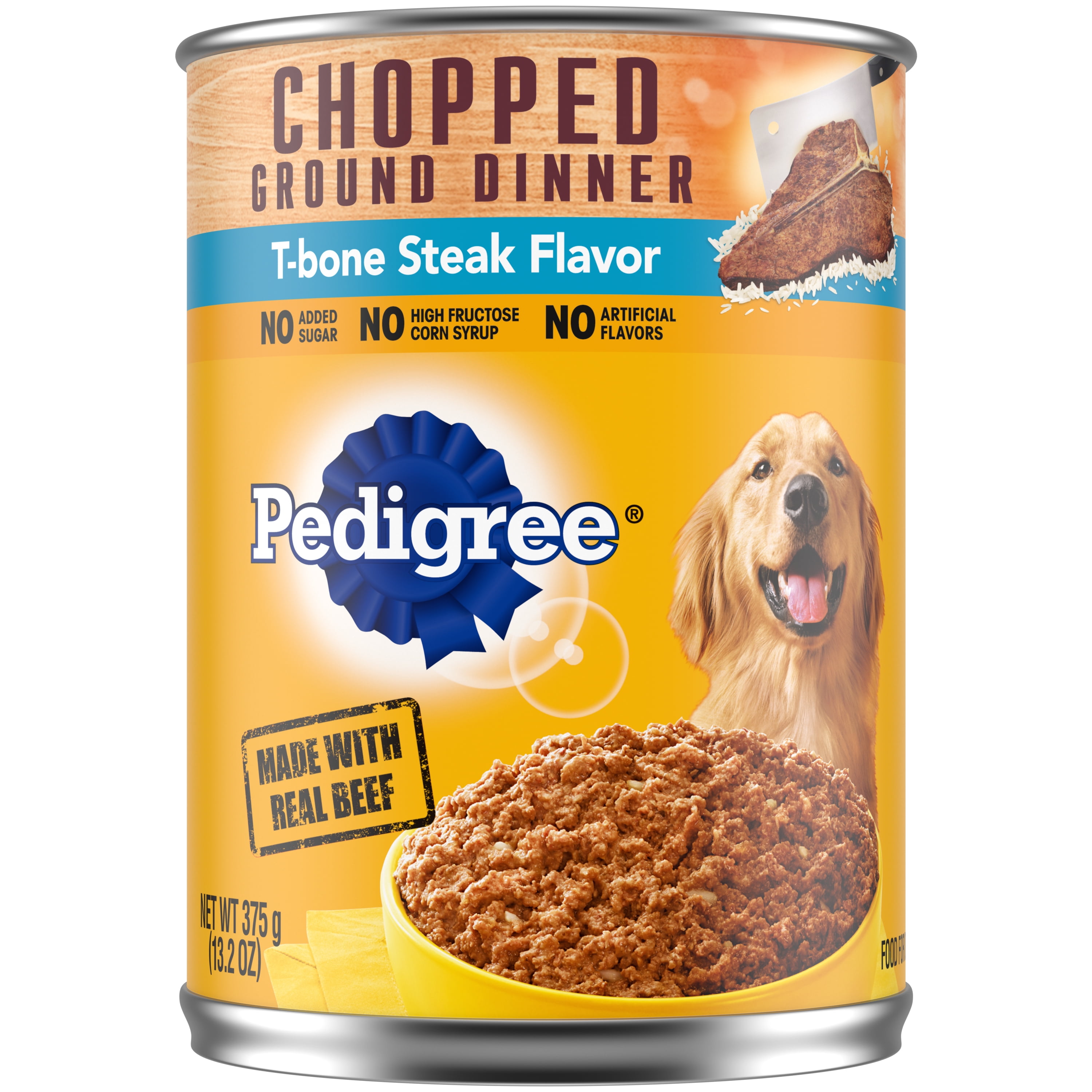 Pedigree Chopped Ground Dinner Beef Flavor Wet Dog Food for Adult Dog, 13.2 oz. Can