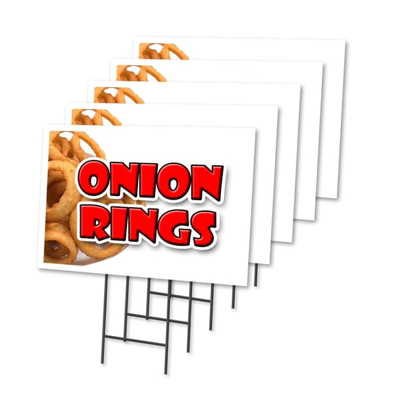 ONION RINGS 5 Pack Of 12" x 16" Yard Sign & Stake | Advertise Your Business | Stake Included Image On Both Sides | Made in The USA