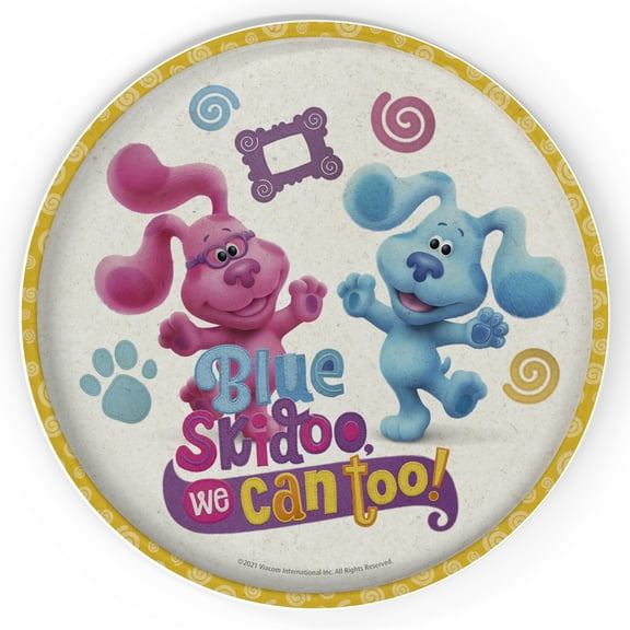 Zak Designs Blues Clues and You 8-inch Melamine Kids Plate with Rim, Blue and Friends