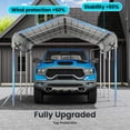thumbnail image 3 of YOKWOK 15'x10' Heavy Duty Metal Carport Sturdy Structure, All Weather Protection, Easy Assembly for Cars, Trucks, Boats, Tractors, and Outdoor Storage, Beige, 3 of 8