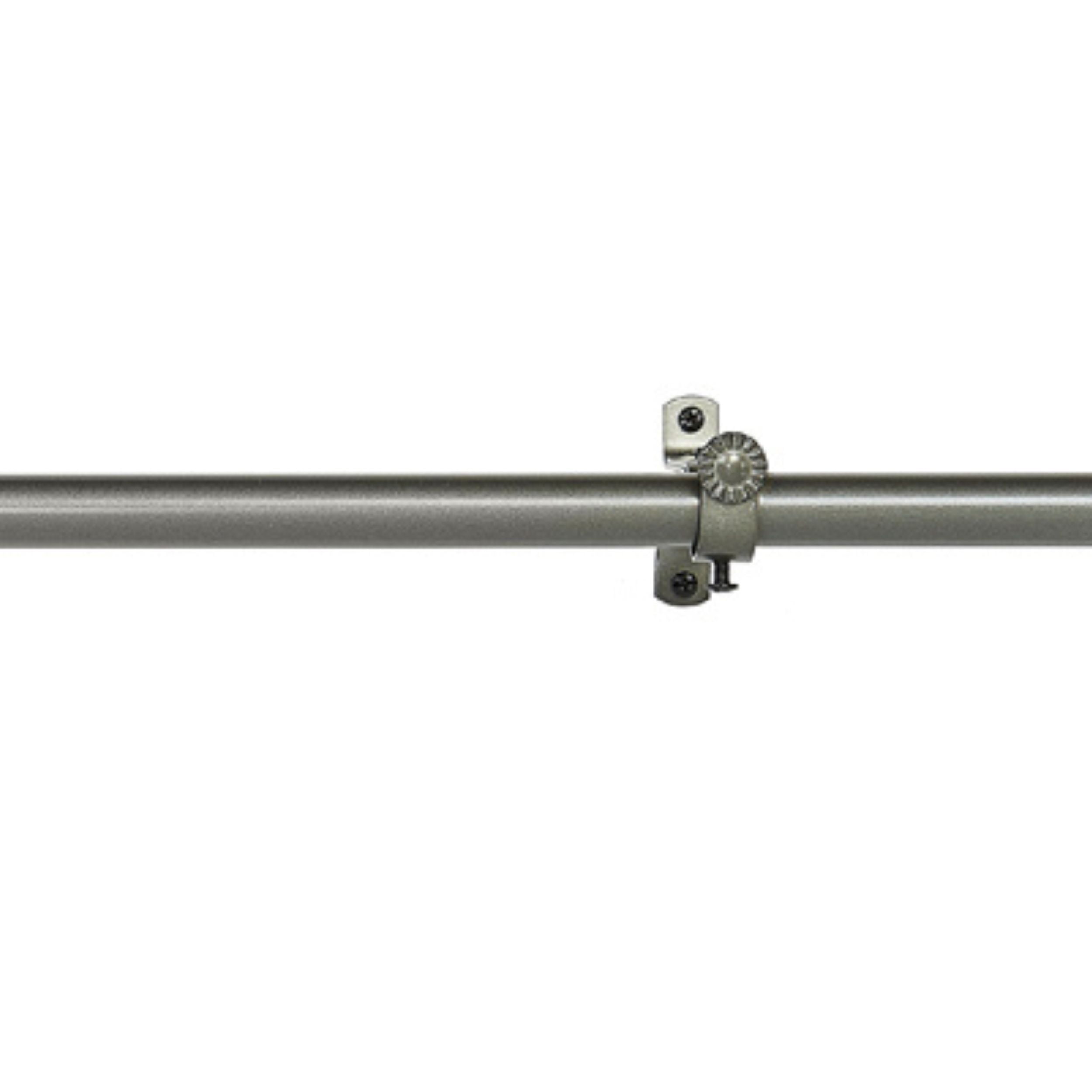 Decorative Telescopic Metal Curtain Rod, 66 to 120 Inches Contemporary Round PVC Finials, Ultra Durable Brackets 3/4 Inch Diameter Drapery Rod for Window Treatment, Gray/Bronze-