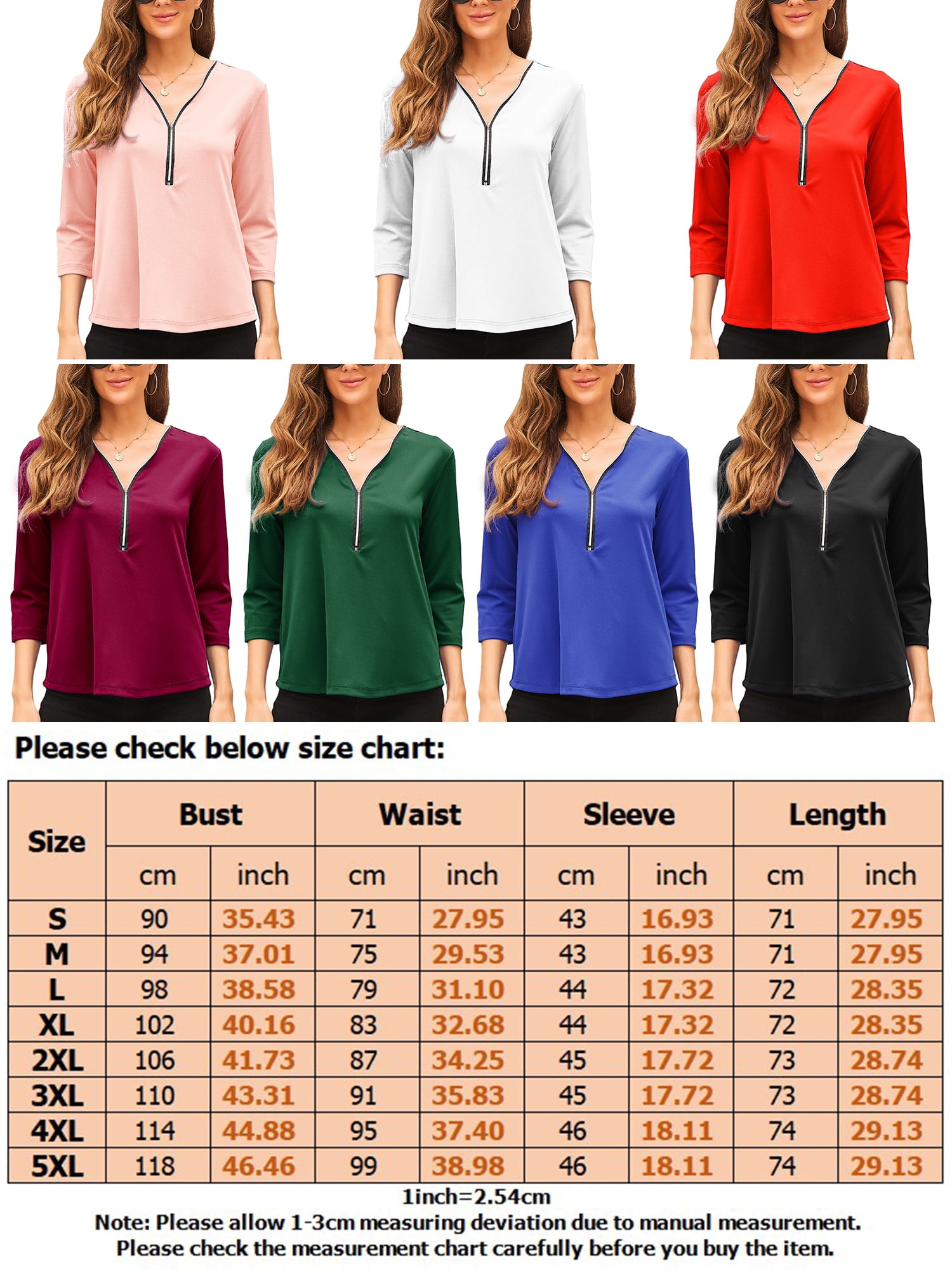 Avamo Ladies T-shirt Long Sleeve T Shirt Half Zipper Tee