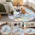 thumbnail image 6 of Round Area Rug 4ft, Easter Rabbit Farm Blue Plank Non-Slip Non-Shedding Floor Mat, Easter Egg Colorful Floral Washable Sturdy Carpet for Living Room Bedroom Home Decor, 6 of 9