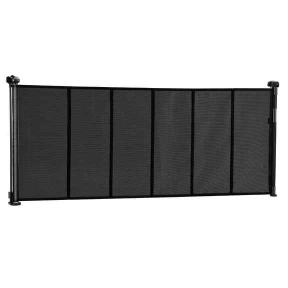 KFFKFF Retractable Baby Gate, 34 inches High, Expands up to 71 inches Wide, Mesh Barrier for Children or Pets, Simple Installation for Stairs, Doorways, Hallways, and Playrooms, Black