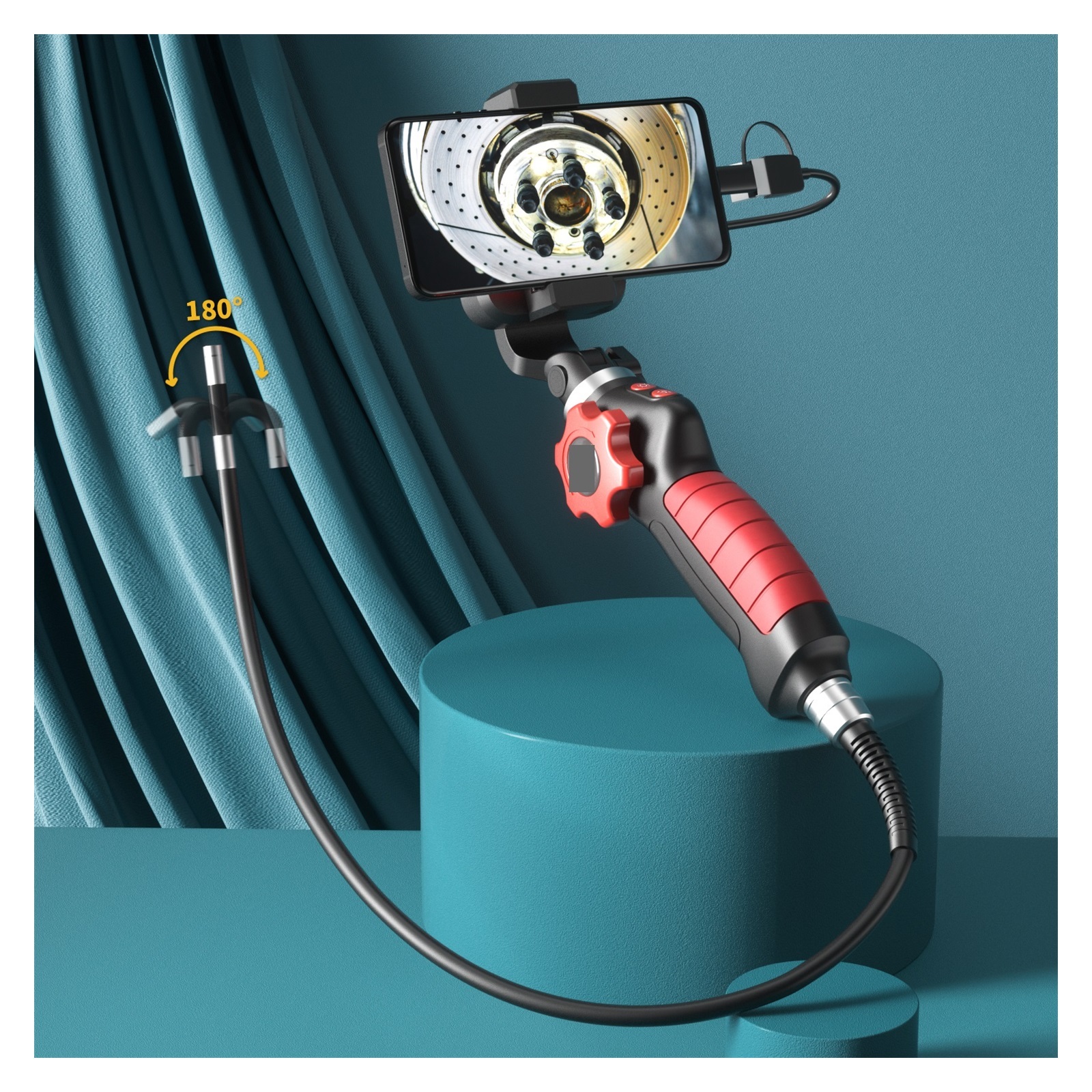 2MP 1080P 2Way Articulate 180Degree Rotation Steering Industrial Endoscope For Smart Phone Inspection Microscope Camera for Measurement
