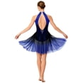thumbnail image 2 of dPois Robe de Danse Lyrique Sans Manches à Strass Brillants pour Femmes, Dégradé de Couleur, Robe de Danse Moderne en Maille Bleue P, 2 of 5