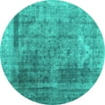 thumbnail image 1 of Ahgly Company Machine Washable Indoor Round Abstract Turquoise Blue Contemporary Area Rugs, 6' Round, 1 of 4