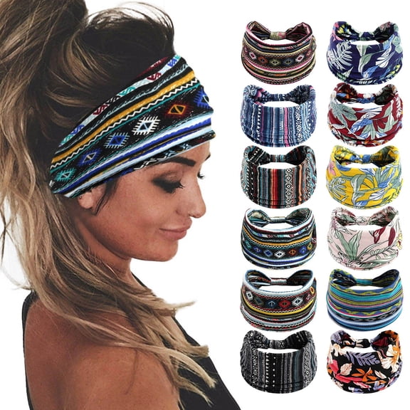 Helii Women Non Slip Elastic Soft Headbands Breathable Sweat Wicking Hair Wrap for Workout Yoga Running Sports