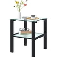 thumbnail image 6 of Holaki 2 Layer Glass End Table , Square Tea Table, Bedroom Corner Table, Living Room Side Table, Transparent, 6 of 7