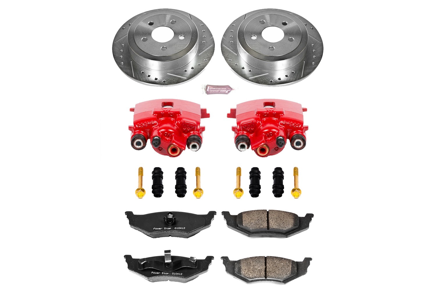 PowerStop Rear Z23 Evolution Sport Brake Pad and Rotor Kit with Red Powder Coated Calipers Fits: CHRYSLER Select Models KC6266B