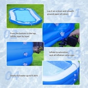 JXXRZ 120x69x25 Giant Inflatable PVC Rectangle Swimming Pool, Premium Family Pool for Indoor & Outdoor, Foldable with Mesh Support & Quick Drain