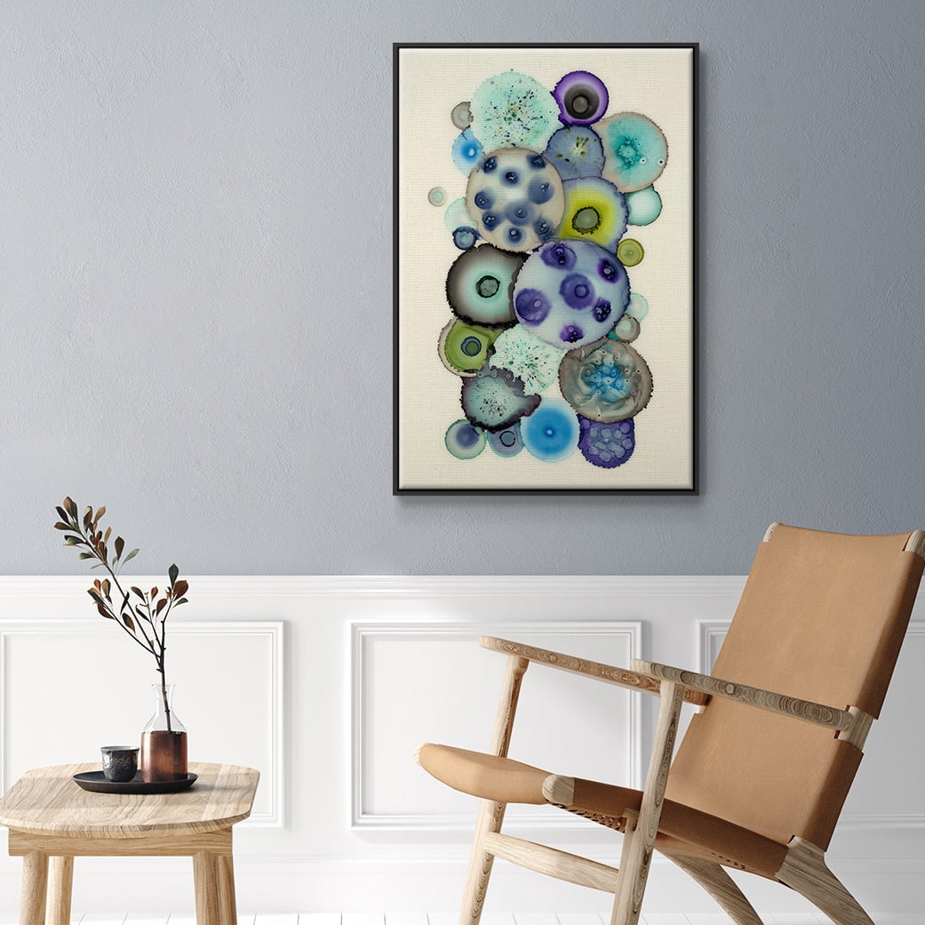 Geodes II Framed Premium Gallery Wrapped Canvas - Ready to Hang - 25 x 37 - Black Floating Frame