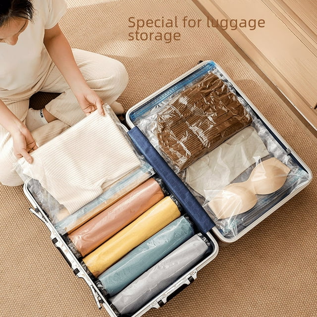Bolsa de compresión para ropa del hogar, bolsa enrollable de mano gruesa, bolsa de vacío transparente con succión, bolsa de almacenamiento al vacío para colchas de algodón