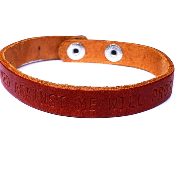 No Weapon Formed Against Me Will Prosper (wenlg) Isaiah 54:17 Brown Large Leather Bracelet