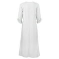 thumbnail image 4 of Frontwalk Casual Women Solid Color Oversize Maxi Dress Cotton Linen Long Shirt Kaftan Dress White S, 4 of 5