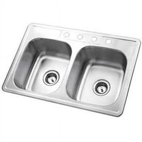 Kitchen Cuisine Ki3287133 Silver Stainless Steel 33"x22"x6" Double Bowl Kitchen Sink