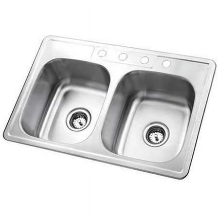 Kitchen Cuisine Ki3287133 Silver Stainless Steel 33"x22"x6" Double Bowl Kitchen Sink