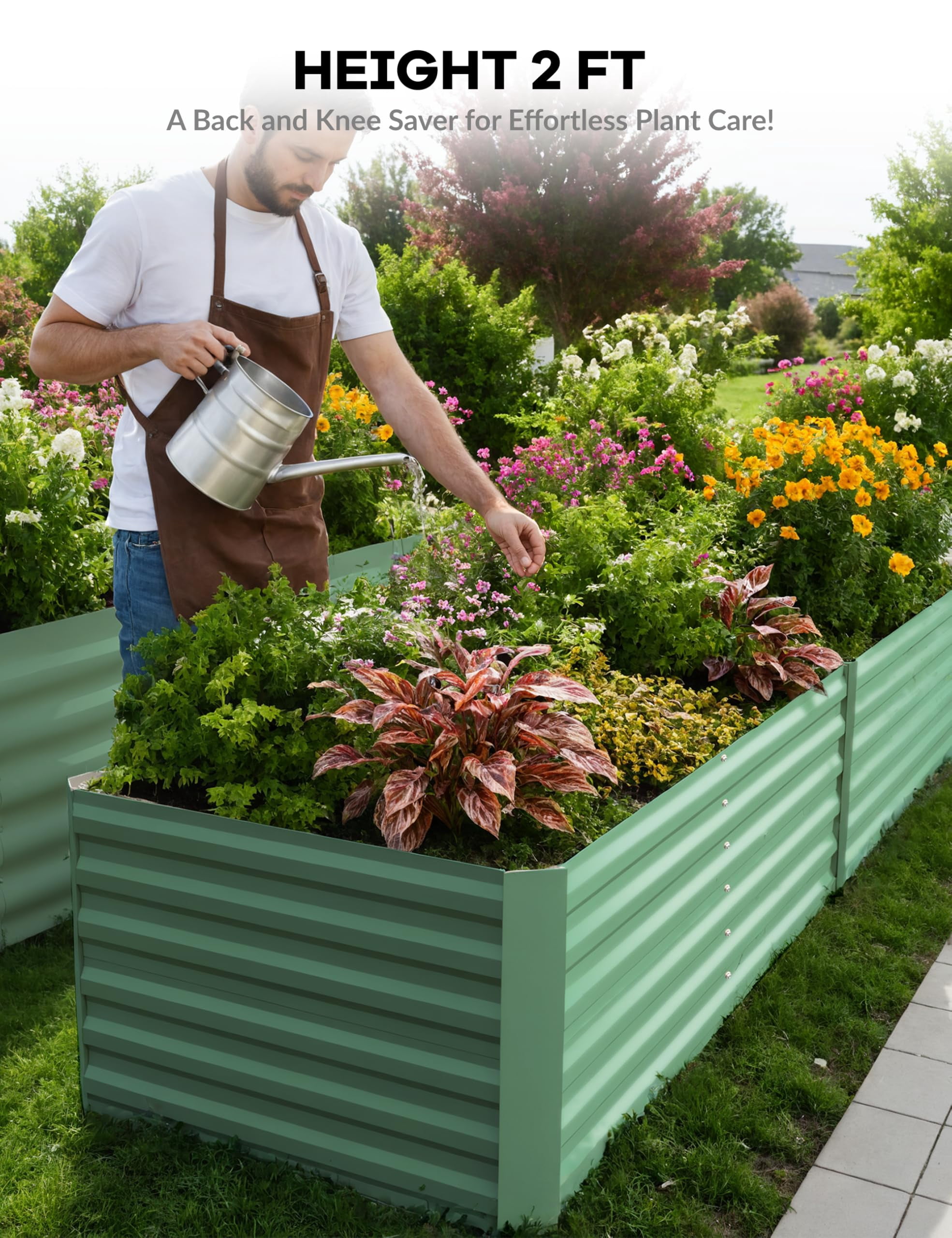 1PC 0.5mm 6x3x2ft Galvanized Raised Garden Bed Outdoor,Rust-Resistant Raised Garden Beds for Gardening, Easy Assembly Outdoor Garden Box & Planters,Green
