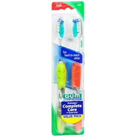 GUM Technique+ Toothbrushes Soft/Full 2 Each (Best Manual Toothbrush On The Market)