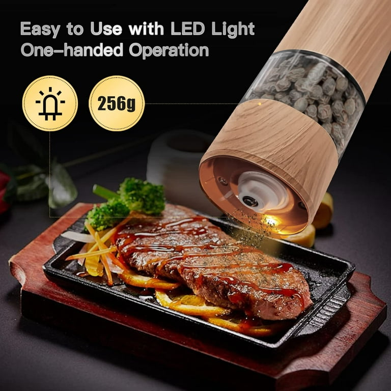 USB Rechargeable Electric Salt and Pepper Grinder Set - LED Lights