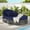 Dark Blue, variant on Harper & Bright Designs Outdoor Round Rattan Sunbed with Adjustable Backrests, Wicker Patio Daybed with Cushions, Patio Loveseat Lounge Chair with Foldable Cup Trays for Backyard, Light Gray