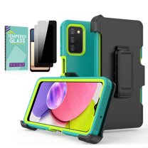 Xhy Samsung Galaxy A03s Case with Privacy Screen Protector   Belt Clip Holster Heavy Duty Hard Shockproof Armor Protector phone Case Cover (Green Yellow)