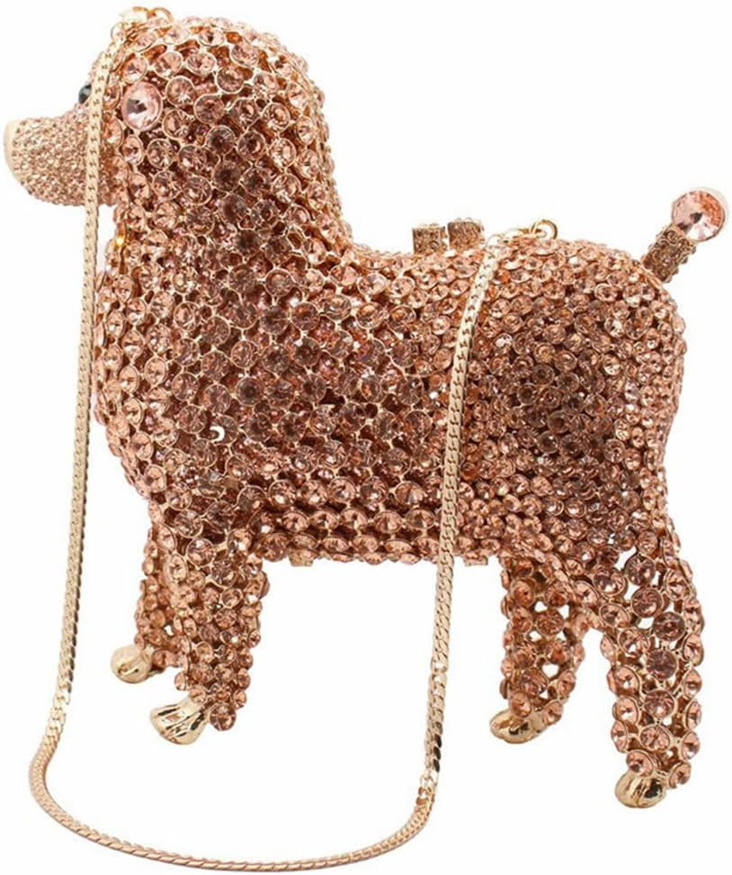Baguery Luxury Poodle Rhinestone Clutch Purse for Women, Sparkling Crystal Evening Bag Wedding Party Phone-Friendly Animal Purse