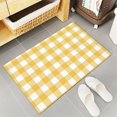Kitchen Runner Rug, Country Style Yellow And White Buffalo Check Plaid