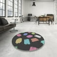thumbnail image 3 of Ahgly Company Indoor Round Patterned Charcoal Black Novelty Area Rugs, 3' Round, 3 of 6