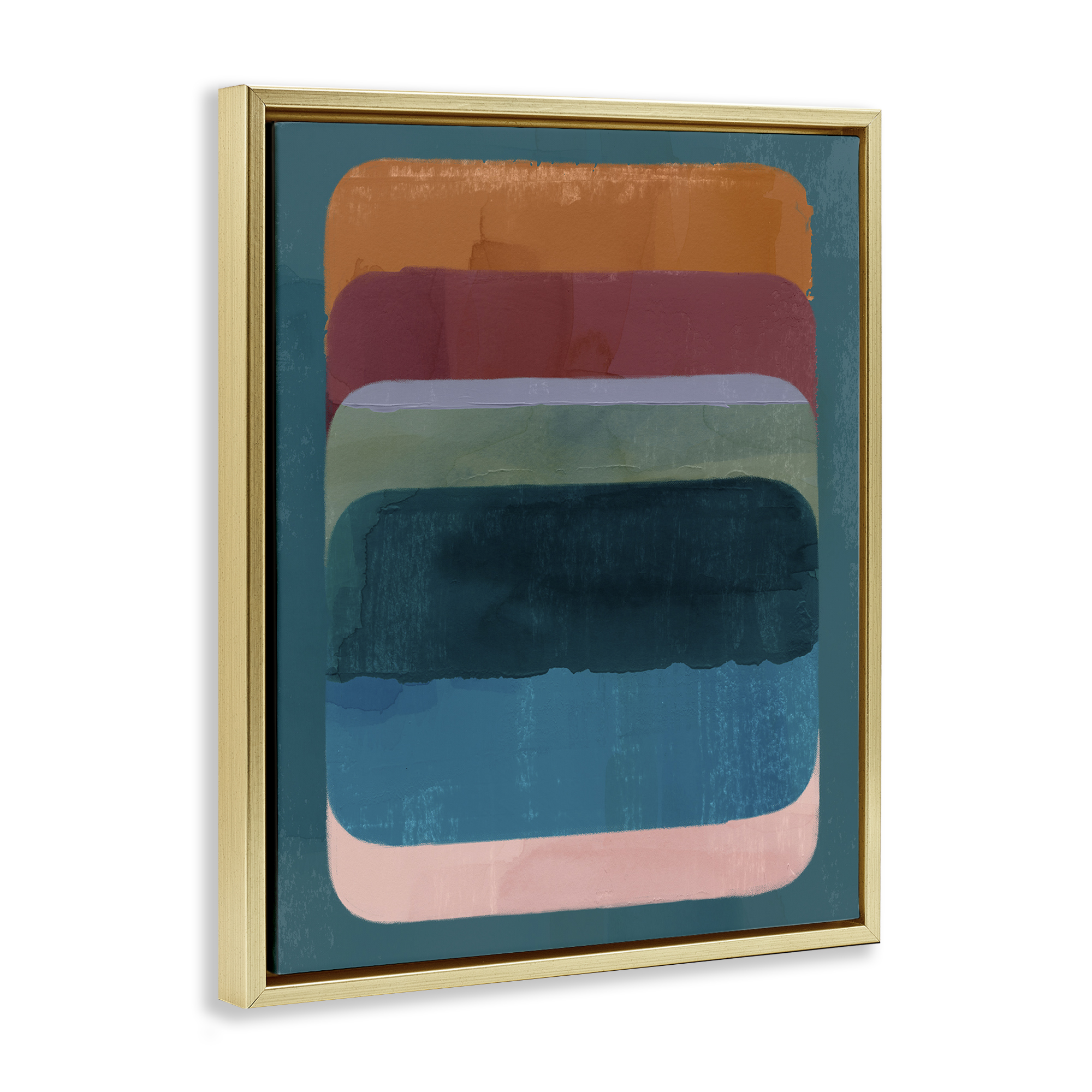 Stupell Industries Rustic Inspired Ombre Pattern Abstract Painting Gold Floater Framed Canvas Art Print Wall Art, 25 x 31