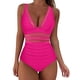 thumbnail image 1 of Gibobby Traje de baño completo mujer Traje de baño de malla de 1 pieza para mujer, Bikini acolchado con realce, traje de baño de entrenamiento, traje de (Rosa caliente,G), 1 of 5