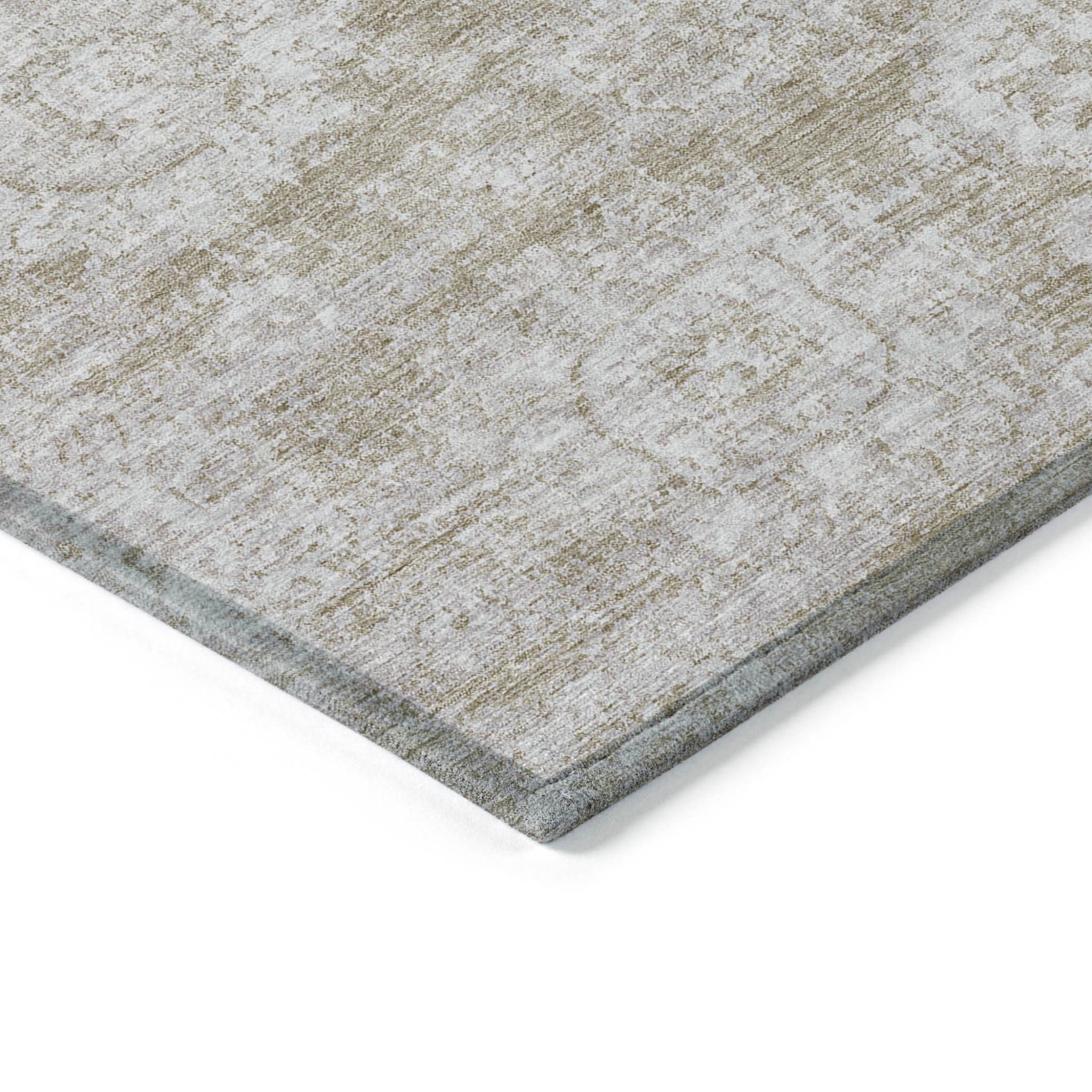 5' X 8' Beige Tan And Gray Floral Washable Indoor Outdoor Area Rug