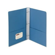 2-Pocket Folder w/Tang Fastener Letter, 1/2" Cap, Blue, 25/Box
