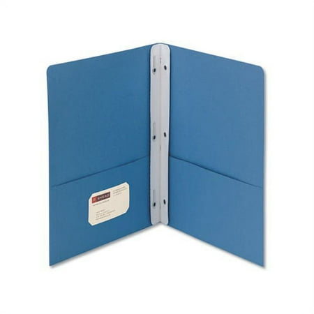 2-Pocket Folder w/Tang Fastener Letter, 1/2" Cap, Blue, 25/Box
