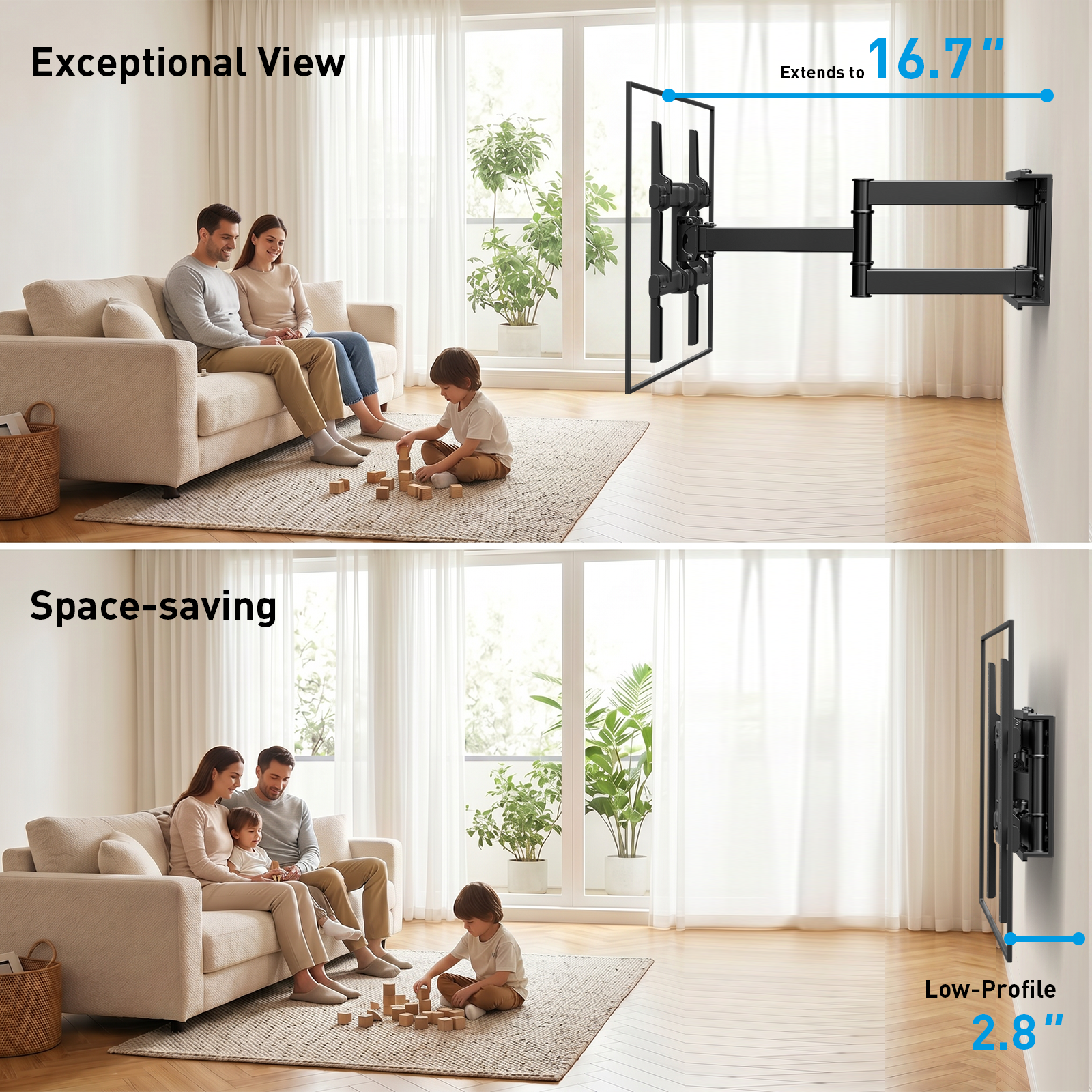 MountFTV Full-Motion TV Wall Mount for 37-90 Inch TVs, 132lb photo 5