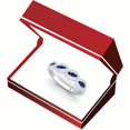 thumbnail image 4 of Dazzlingrock Collection 10K Blue Sapphire & White Diamond Swirl Wedding Band, White Gold, Size 5, 4 of 4
