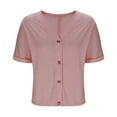 thumbnail image 7 of T Shirts for Women 2026 Summer Short Sleeve V Neck Button Down Loose Dressy Casual Office Work Tshirt Blouse, 7 of 7