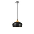 thumbnail image 3 of Living District Nora 1 Light Aluminum Pendant in Black & Natural Wood, 3 of 5