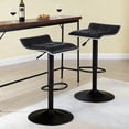thumbnail image 2 of Modern Swivel Bar Stools Set of 2, PU Leather Counter Height Adjustable Barstools Backless Dining Kitchen Island Stools with Footrest up to 330lbs, Black, 2 of 8