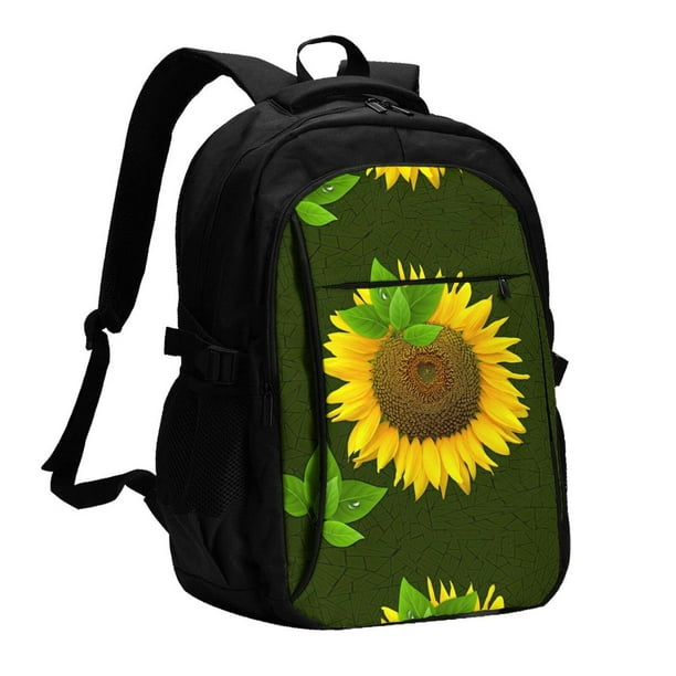 Easygdp Sunflower Mochila para Laptop de Viaje con Puerto USB, Mochila para Laptop con Puerto de Carga USB para Mujeres y Hombres